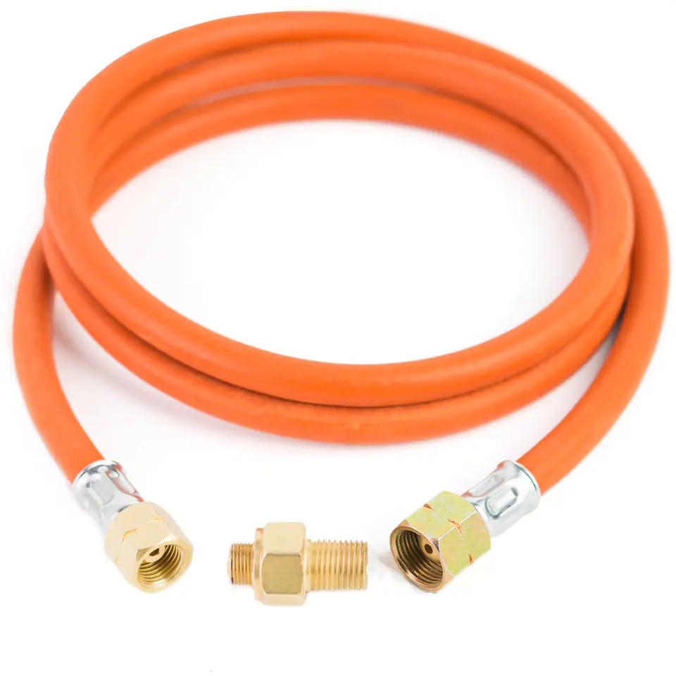 ⁨Connection reduction to tourist gas cylinder G 3/8" L - 7/16" hose 1,5m⁩ at Wasserman.eu