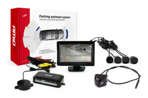 ⁨Parking sensor set tft01 4,3" with hd-310 camera 4 sensors black⁩ at Wasserman.eu