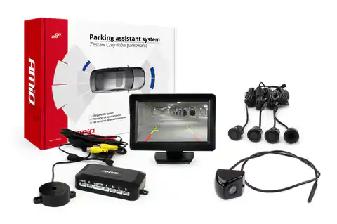 ⁨Zestaw czujników parkowania tft01 4,3" z kamerą hd-310 4 sensory czarne "gold"⁩ w sklepie Wasserman.eu