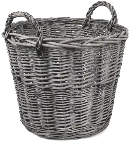 ⁨Wicker basket with handles, gray (Wed 38 cm, height 37 cm)⁩ at Wasserman.eu