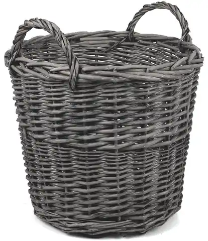⁨Wicker basket with handles, gray (Wed 32 cm, height 33 cm)⁩ at Wasserman.eu