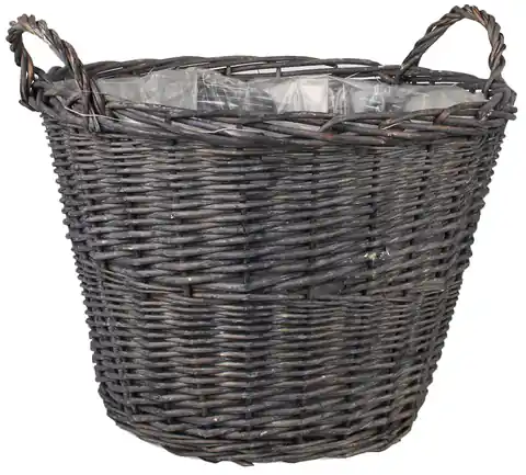 ⁨Wicker basket with handles, grey (dia. 49 cm, height 36 cm)⁩ at Wasserman.eu