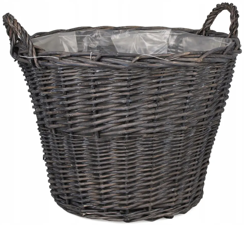 ⁨Wicker basket with handles, grey (dia. 42 cm, height 33 cm)⁩ at Wasserman.eu