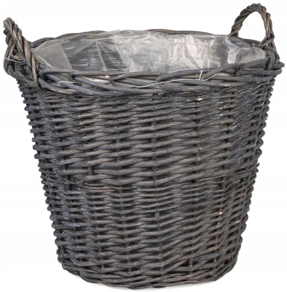 Wicker basket with handles, grey (dia. 36 cm, height 29 cm) at Wasserman.eu