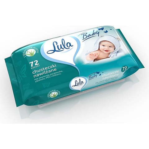 ⁨Chusteczki nawilżane Lula Baby z aloesem (72)⁩ w sklepie Wasserman.eu