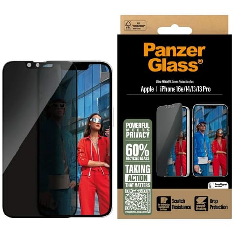 ⁨Szkło prywatyzujące PanzerGlass          Ultra-Wide Fit do iPhone 16e/14/13/13 Pro⁩ w sklepie Wasserman.eu