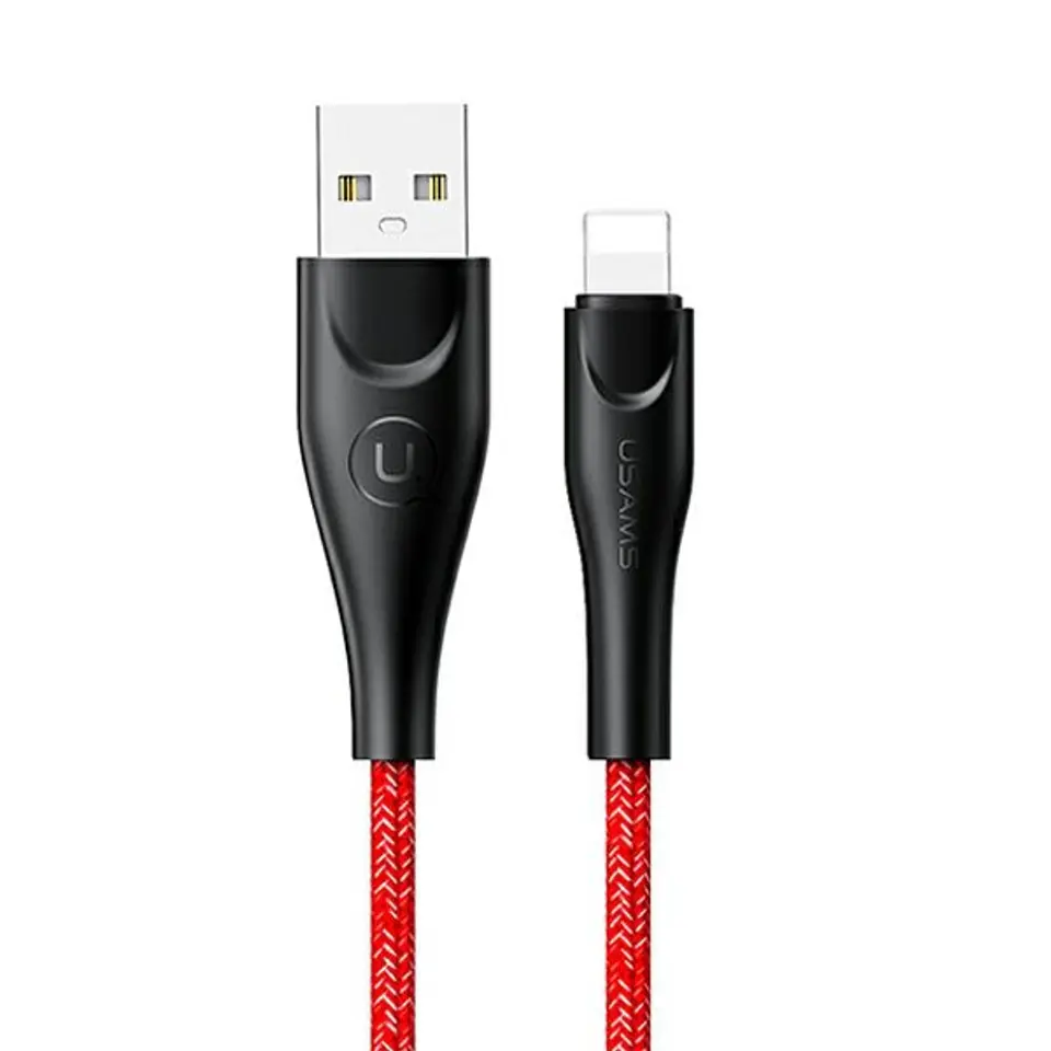 ⁨USAMS Braided Cable U41 Lightning/USB Fast Charge 1m red/red SJ391USB02 (US-SJ391)⁩ at Wasserman.eu