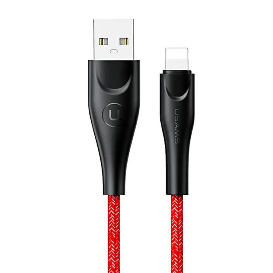 ⁨USAMS Braided Cable U41 Lightning/USB Fast Charge 2m red/red SJ394USB02 (US-SJ394)⁩ at Wasserman.eu