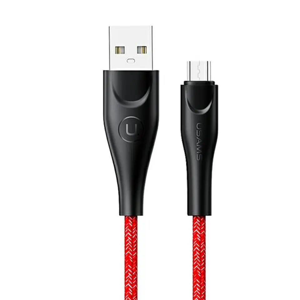 ⁨USAMS Braided Cable U41 MicroUSB/USB Fast Charge 1m red/red SJ393USB02 (US-SJ393)⁩ at Wasserman.eu