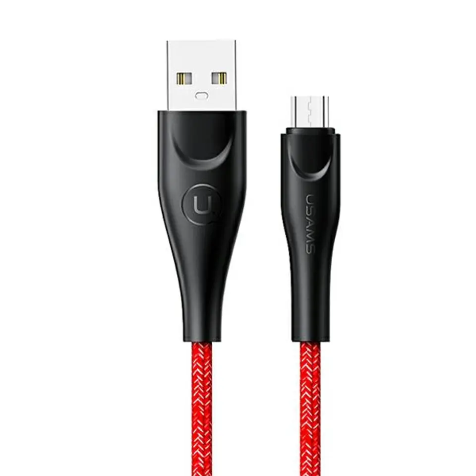 ⁨USAMS Kabel pleciony U41 microUSB 2m 2A czerwony/red SJ396USB02 (US-SJ396) Fast Charge⁩ w sklepie Wasserman.eu