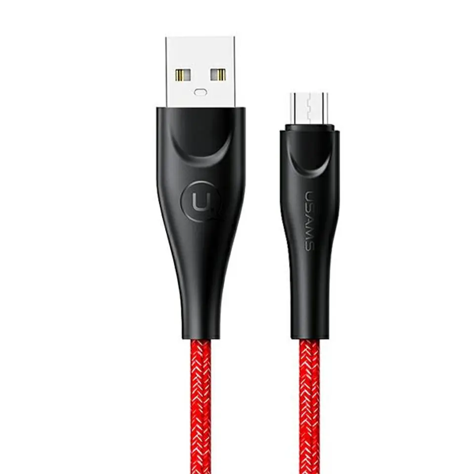 ⁨USAMS Kabel pleciony U41 microUSB 3m 2A czerwony/red SJ399USB02 (US-SJ399) Fast Charge⁩ w sklepie Wasserman.eu