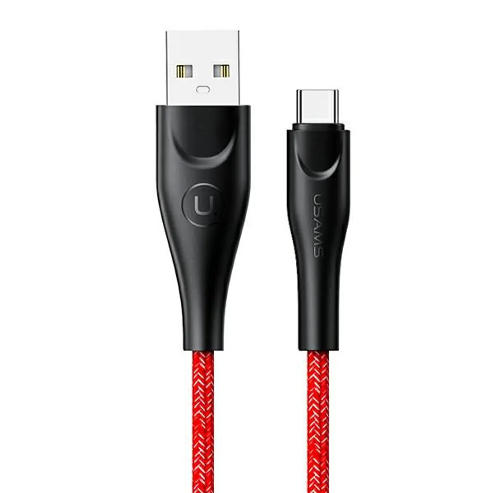 ⁨USAMS Kabel pleciony U41 USB-C 2m 2A czerwony/red SJ395USB02 (US-SJ395)⁩ w sklepie Wasserman.eu