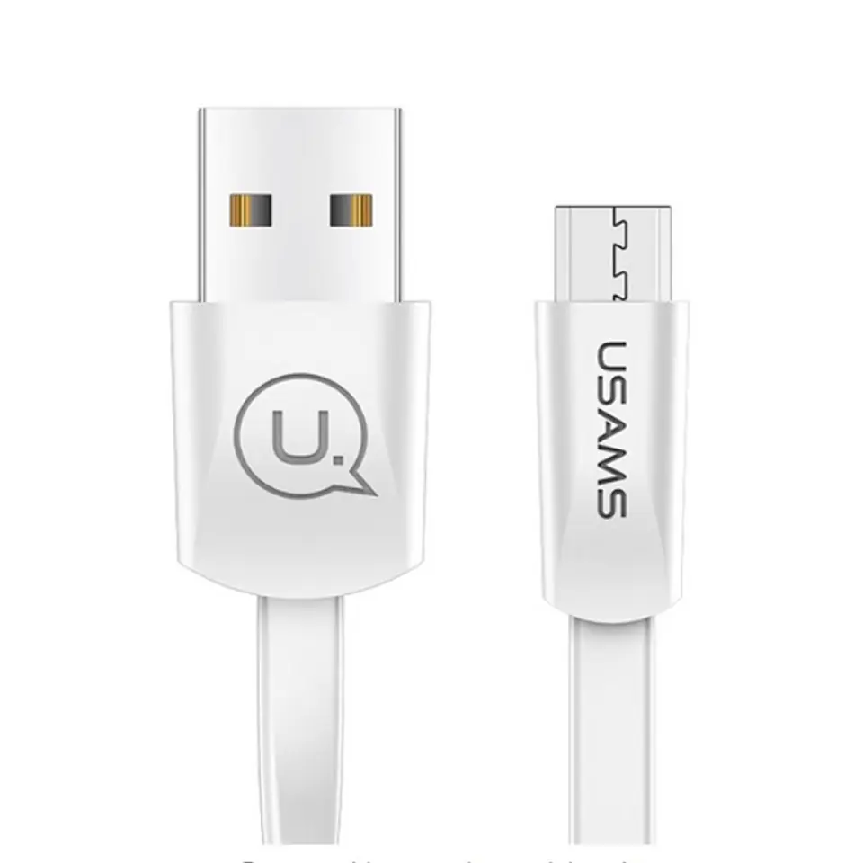 ⁨USAMS U2 microUSB Flat Cable 1,2m white SJ201MIC02 (US-SJ201)⁩ at Wasserman.eu