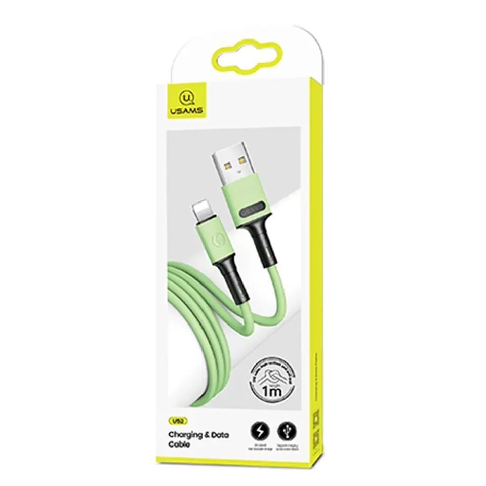 ⁨USAMS Kabel U52 lightning 2A Fast Charge 1m zielony/green SJ434USB02 (US-SJ434)⁩ w sklepie Wasserman.eu