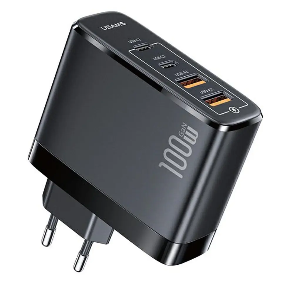 ⁨USAMS Order. mow. 2xUSB-C+2xUSB T44 100W (only head) PD3.0 +QC3.0 Fast Charging black/black CC145TC01 (US-CC145)⁩ at Wasserman.eu