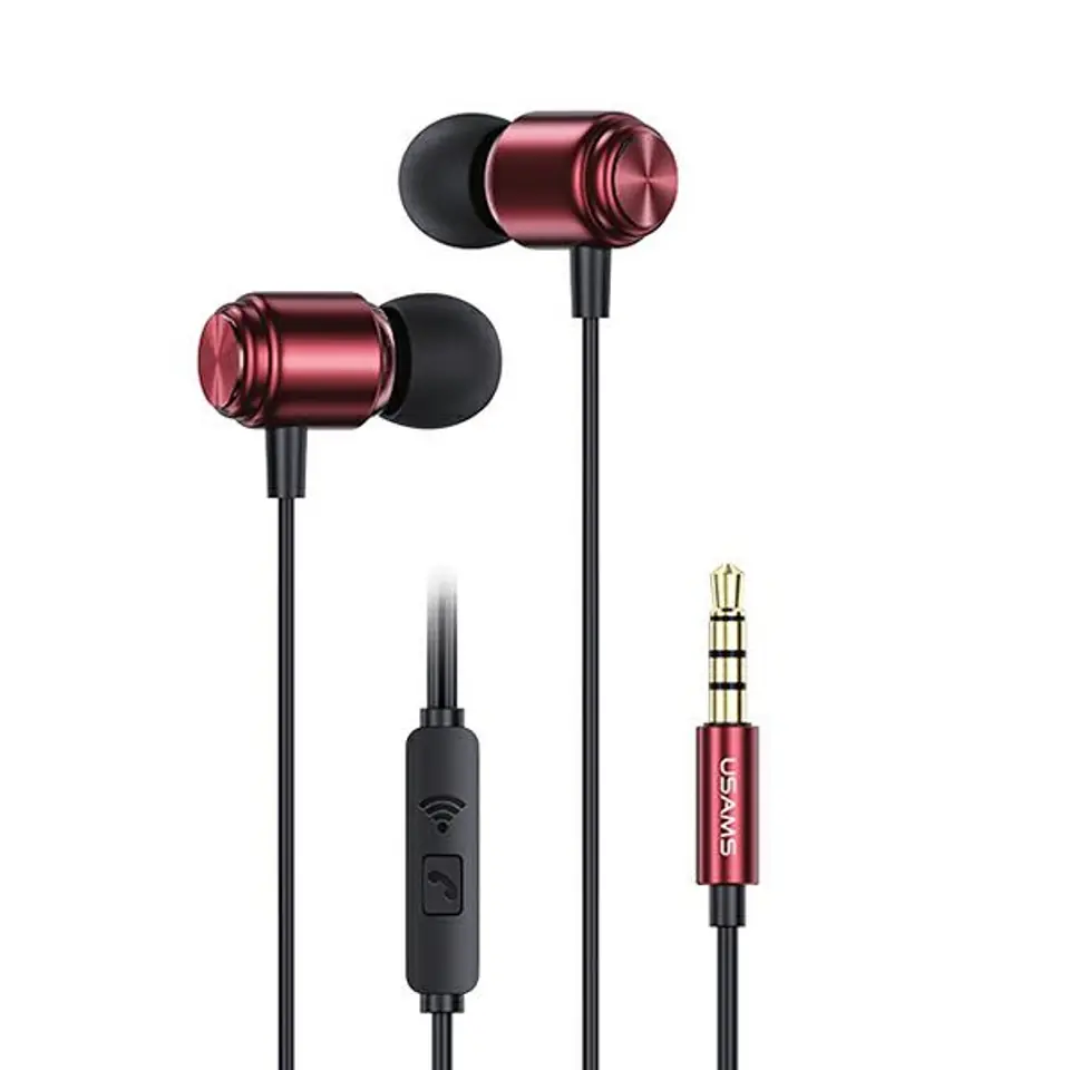 ⁨USAMS Stereo Headphones EP-44 jack 3.5mm red/red HSEP4402 (US-SJ548)⁩ at Wasserman.eu