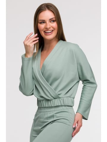 ⁨B292 Bluza z kopertowym dekoltem - miętowa (kolor Miętowy, rozmiar S)⁩ w sklepie Wasserman.eu