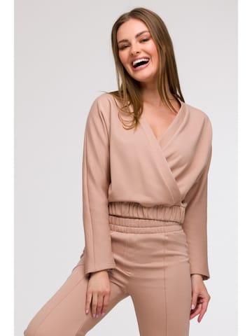 ⁨B292 Bluza z kopertowym dekoltem - mokka (kolor mokka, rozmiar S)⁩ w sklepie Wasserman.eu