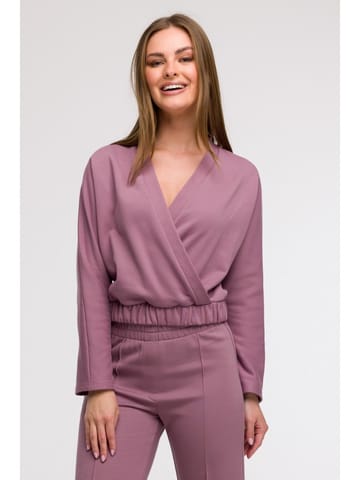 ⁨B292 Bluza z kopertowym dekoltem - wrzosowa (kolor wrzos, rozmiar S)⁩ w sklepie Wasserman.eu
