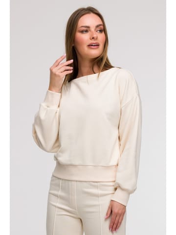⁨B293 Bluza z otwartymi plecami - waniliowa (kolor ecru, rozmiar S)⁩ w sklepie Wasserman.eu