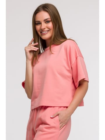 ⁨B294 Bluza oversize z krótkimi rękawami - koralowa (kolor koral, rozmiar S/M)⁩ w sklepie Wasserman.eu