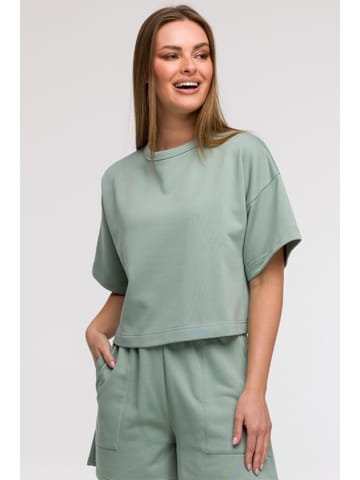 ⁨B294 Bluza oversize z krótkimi rękawami - miętowa (kolor Miętowy, rozmiar S/M)⁩ w sklepie Wasserman.eu