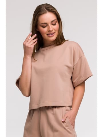 ⁨B294 Bluza oversize z krótkimi rękawami - mokka (kolor mokka, rozmiar S/M)⁩ w sklepie Wasserman.eu