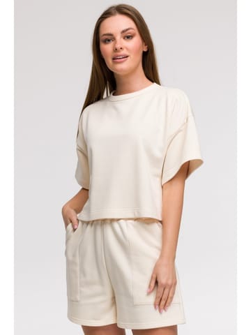 ⁨B294 Bluza oversize z krótkimi rękawami - waniliowa (kolor ecru, rozmiar S/M)⁩ w sklepie Wasserman.eu