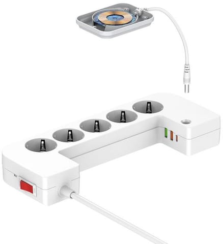 ⁨LISTWA ANTYPRZEPIĘCIOWA Z ZABEZPIECZENIEM Energizer 5x SCHUKO 2x USB-A 1x USB-C 2500W 10A KABEL 2M MAGNETIC⁩ w sklepie Wasserman.eu