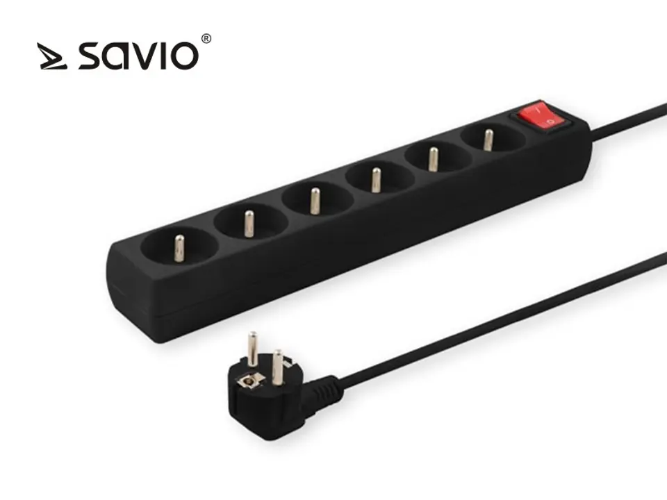 ⁨Power strip with anti-surge protection 6 outlets with ground wire, 5m Savio LZ-04⁩ at Wasserman.eu