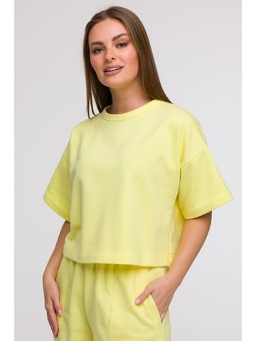 ⁨B294 Bluza oversize z krótkimi rękawami - cytrynowa (kolor żółty, rozmiar S/M)⁩ w sklepie Wasserman.eu