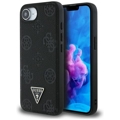 ⁨Etui Guess Grained Hot Stamp Peony       Triangle Logo MagSafe do iPhone 16e czarny⁩ w sklepie Wasserman.eu