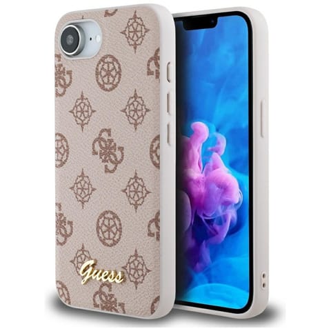 ⁨Etui Guess Peony Script Logo MagSafe do  iPhone 16e brązowy⁩ w sklepie Wasserman.eu