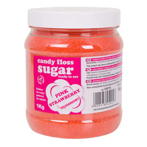 ⁨Kolorowy cukier do waty cukrowej różowy o smaku truskawkowym 1kg⁩ w sklepie Wasserman.eu