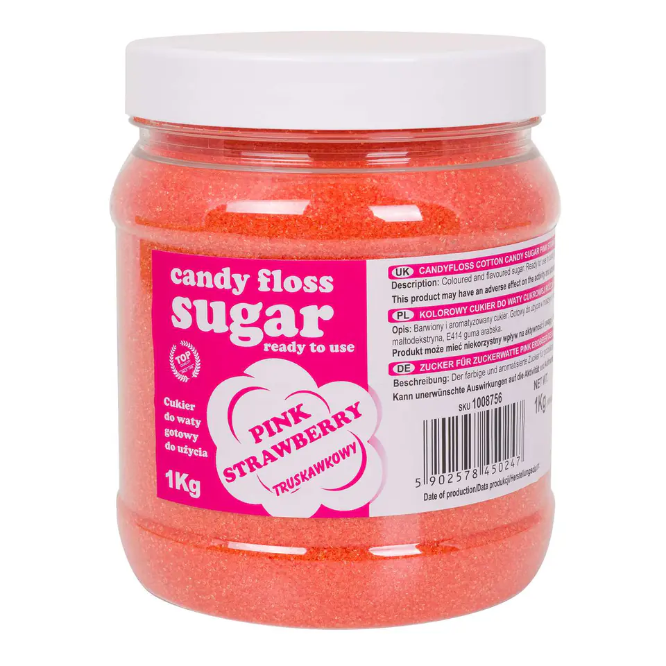 ⁨Colorful sugar for cotton candy pink with strawberry flavor 1kg⁩ at Wasserman.eu