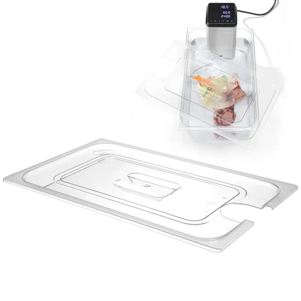 ⁨Polycarbonate lid with cutout on Sous-Vide for GN 1/2 containers - Hendi 864210⁩ at Wasserman.eu