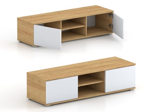 ⁨Szafka RTV 120 Hikora Naturalna + białe drzwi⁩ w sklepie Wasserman.eu