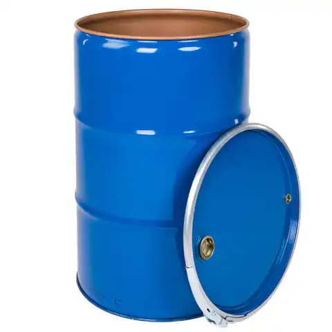 ⁨Barrel ISO rainwater tank removable lid 2 holes lacquered 210L⁩ at Wasserman.eu