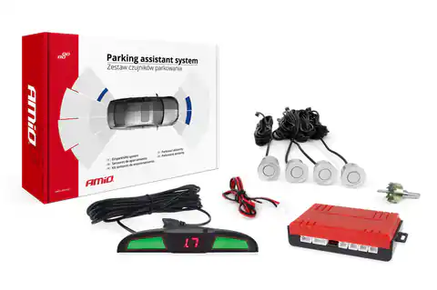 ⁨Rear view parking sensor kit led cob 4 sensors silver⁩ at Wasserman.eu