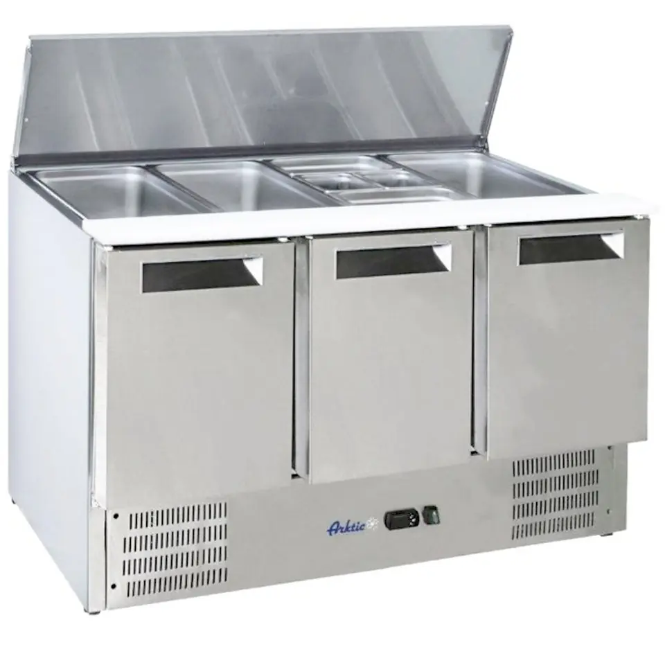 ⁨3-door salad refrigerated table with hinged lid for 4x GN1/1 368 l - Hendi 236178⁩ at Wasserman.eu