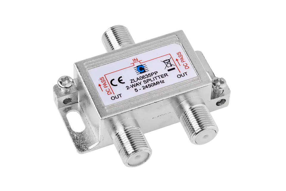 ⁨Splitter 2way 5-2450MHz power pass⁩ at Wasserman.eu