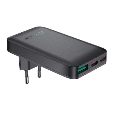 Ładowarka sieciowa płaska 65W GaN 2 USB-C USB-A ultra cienka - czarna w sklepie Wasserman.eu