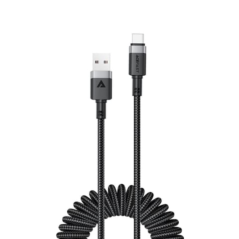 Kabel przewód spiralny USB-A - USB-C 480Mb/s 3A 1.2m - czarny w sklepie Wasserman.eu