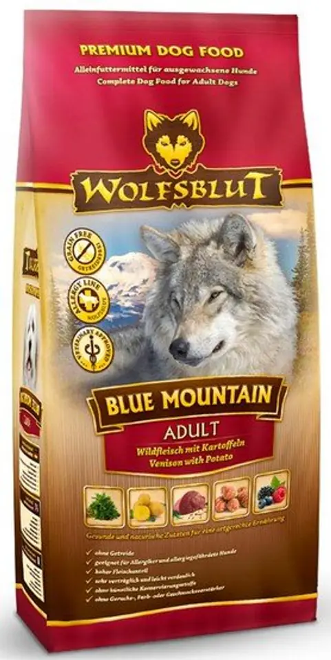 ⁨Wolfsblut Dog Blue Mountain venison and forest fruits 12,5kg⁩ at Wasserman.eu