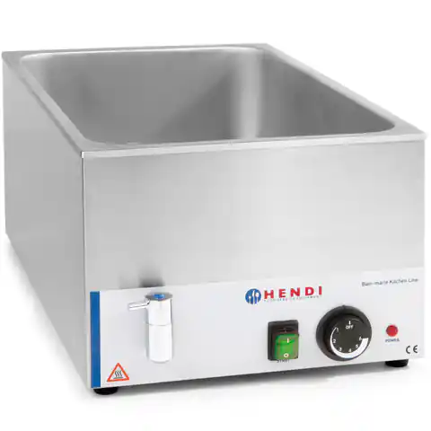 ⁨Water adjustable electric bain marie for GN1/1 150mm with tap - Hendi 238912⁩ at Wasserman.eu