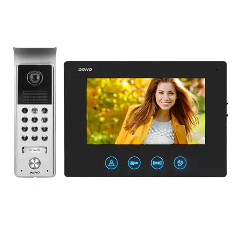 ⁨Zestaw wideodomofonowy bezsłuchawkowy, kolor,  LCD 7", z szyfratorem, natynkowy, czarny, CERES⁩ w sklepie Wasserman.eu