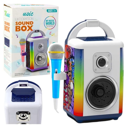 ⁨Zestaw Muzyczny Sound Box Mikrofon Głośnik Bluetooth MP3 Nagrywanie LED⁩ w sklepie Wasserman.eu