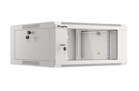 ⁨Szafa instalacyjna rack wisząca 19 cali 4U 600 szara drzwi szkalne (złożona)⁩ w sklepie Wasserman.eu