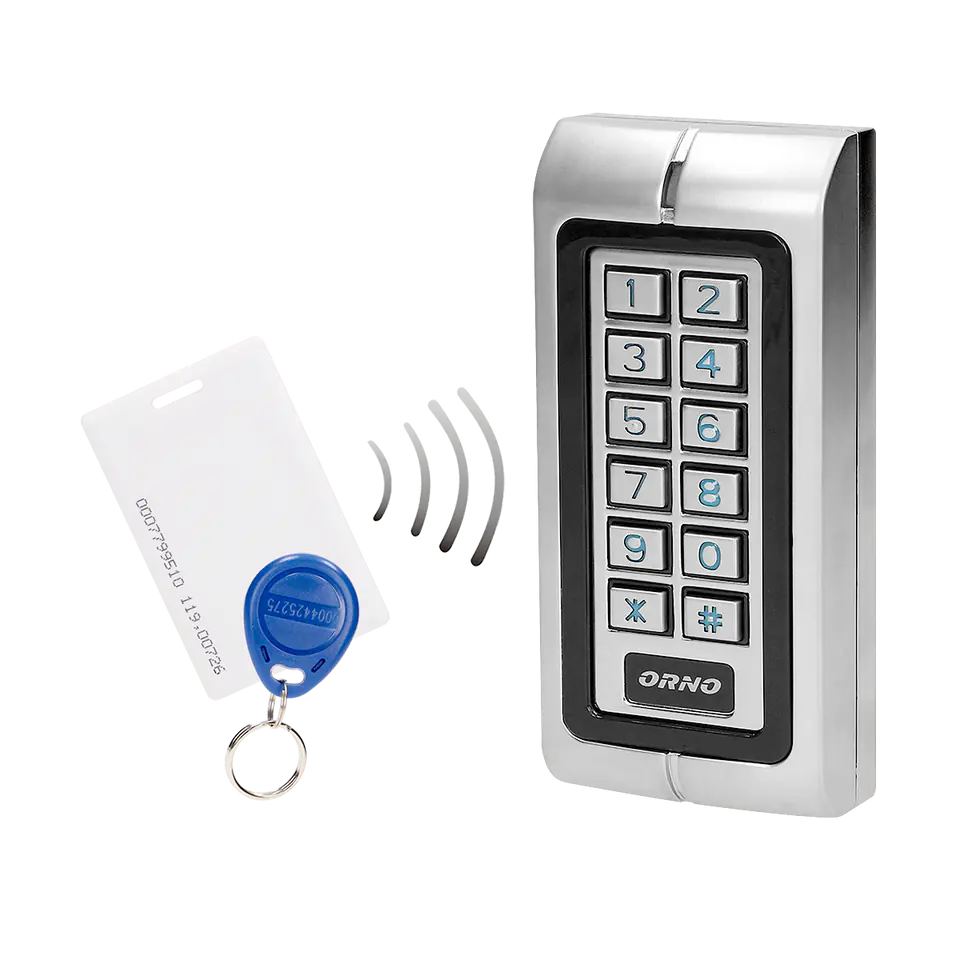 ⁨Narrow code lock with proximity card and key ring reader, IP44, 1 relay 3A, dimensions 128x82x28 mm⁩ at Wasserman.eu