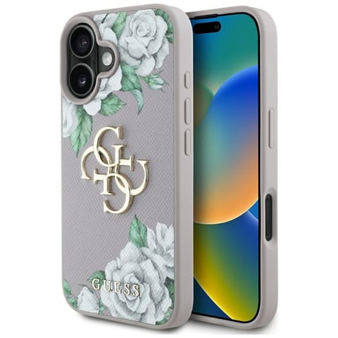 ⁨Etui Guess Grained Roses Big 4G logo do  iPhone 16 fioletowy⁩ w sklepie Wasserman.eu